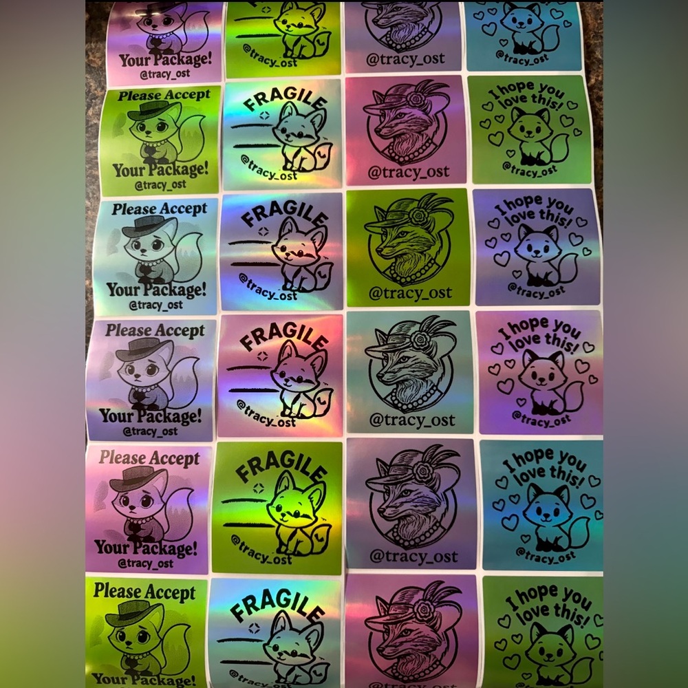 50 ct. Custom 3”x3” Multi-Color Rainbow Holographic Square Sticker Labels - Picture 10 of 10